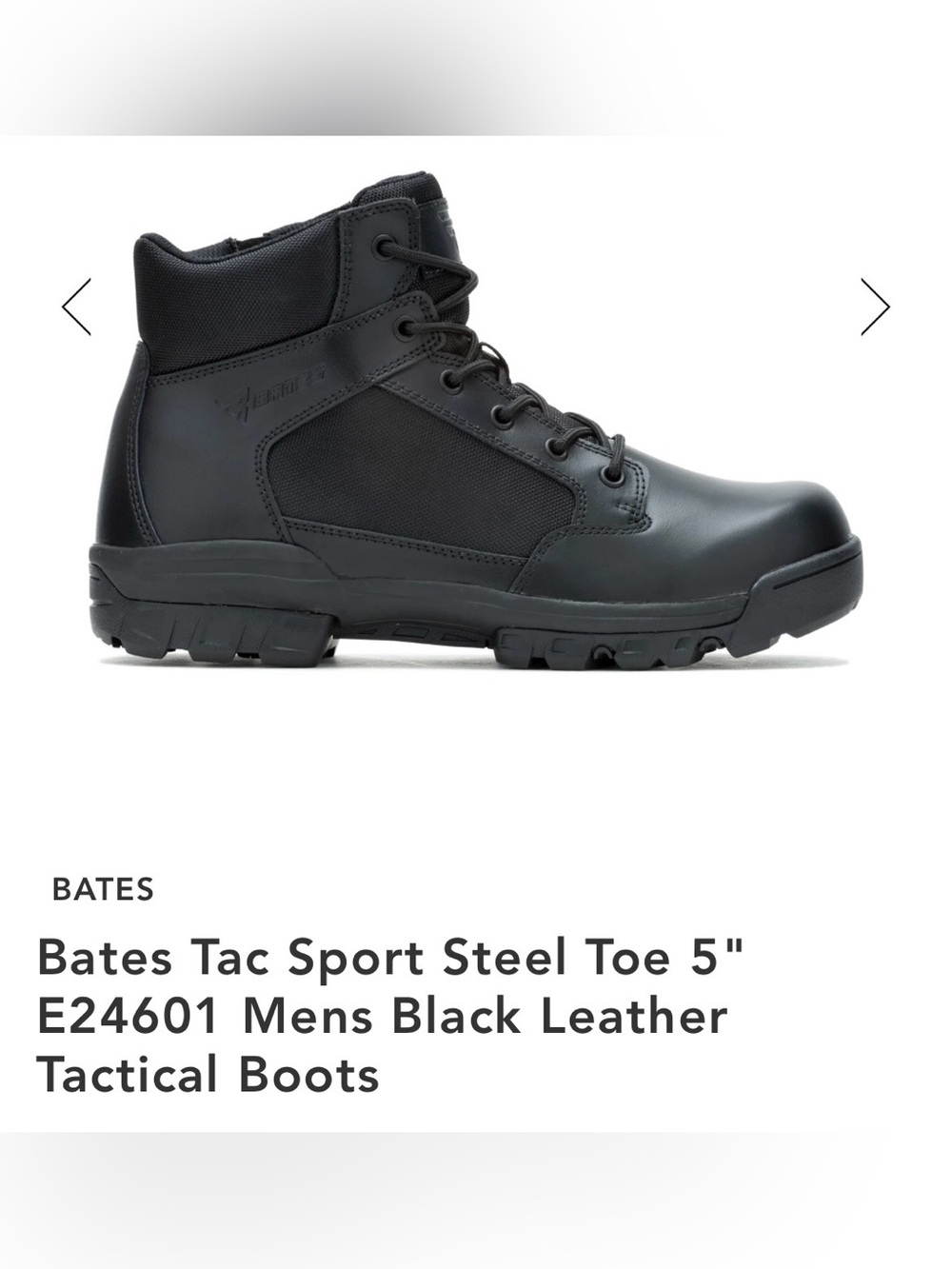 Bates Tac Sport Steel Toe 5"
E24601 Mens Black Leather
Tactical Boots-12-NEW